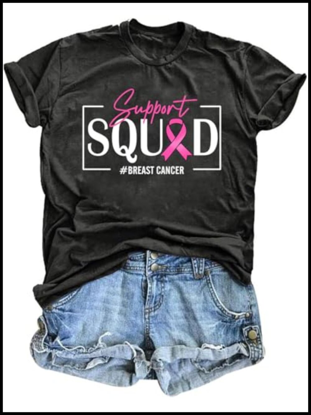 Breast Cancer Awareness T-Shirt Cotton Blend Crew Neck Short Sleeve